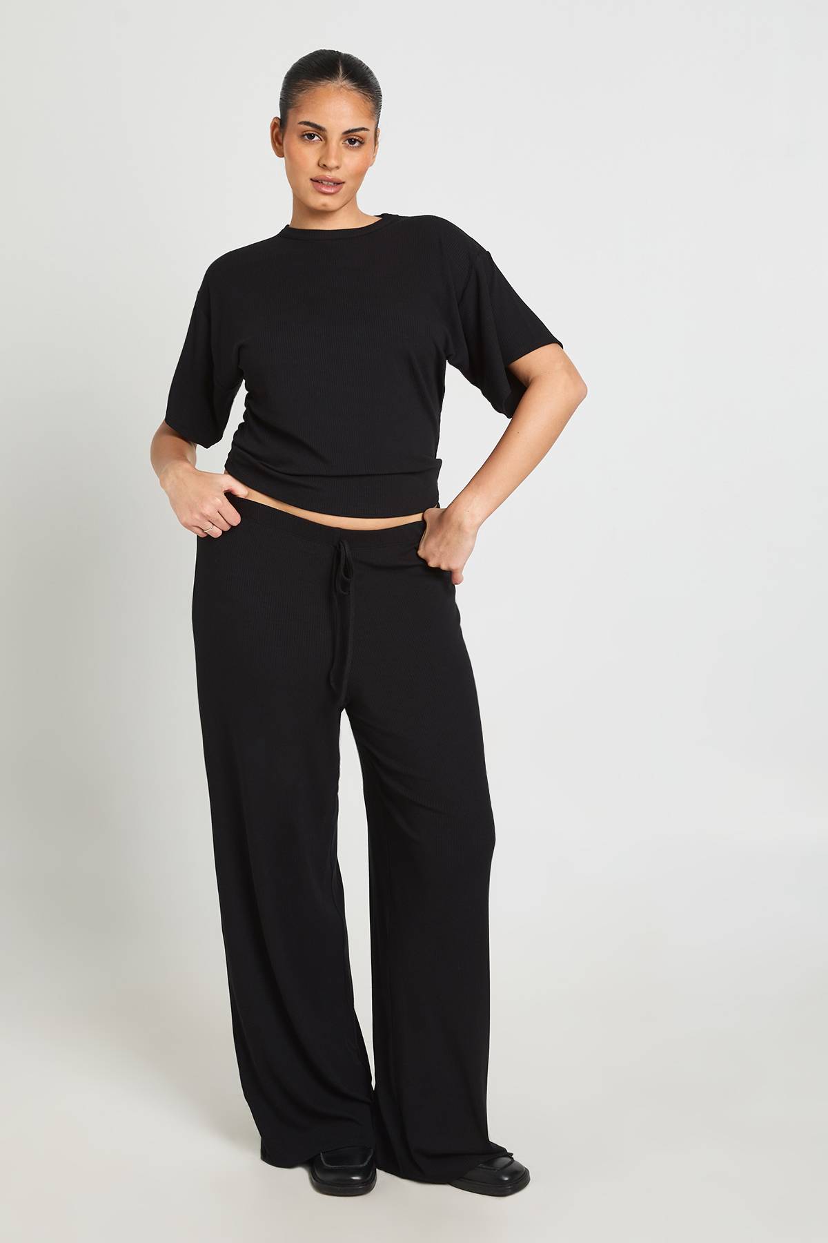 boohoo Ensemble Grande Taille Top Ample Taille Cintrée Et Pantalon Large