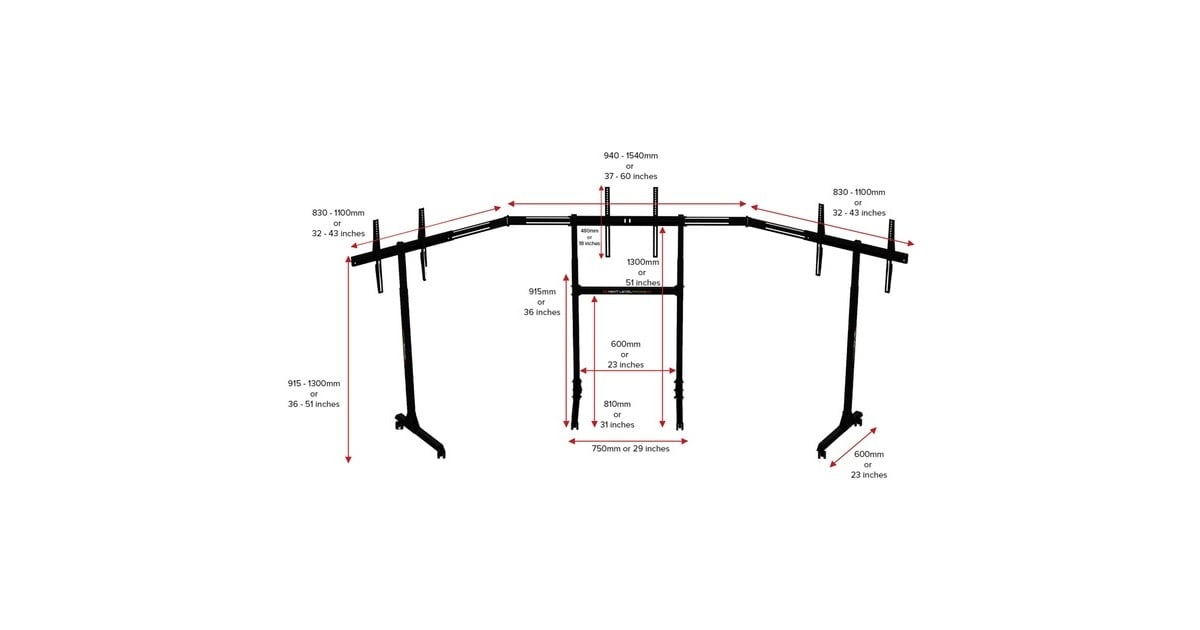 Next Level RacingFree Standing Triple Monitor Stand bevestiging  (Zwart)