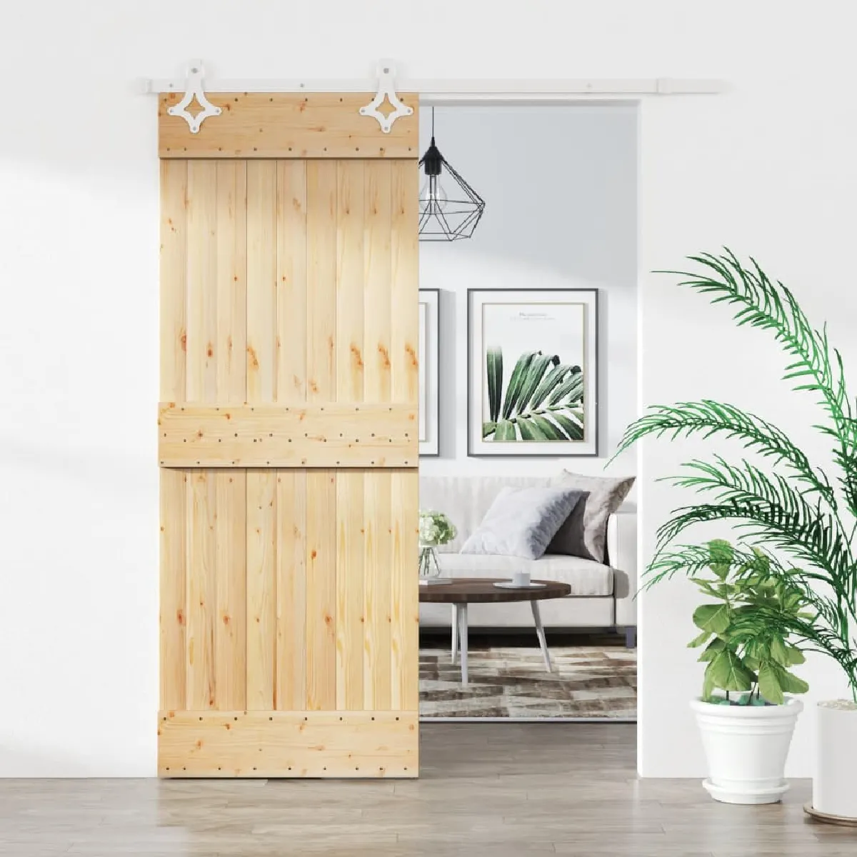 vidaXL Porte coulissante en pin massif - 80x210 cm