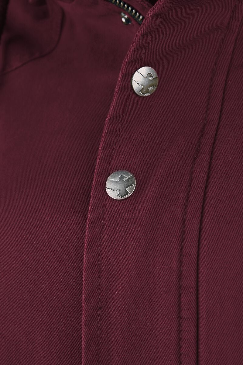 Veste Bordeaux Avec Col En Fausse Fourrure Et Capuche | Black Premium by EMP Veste d'hiver