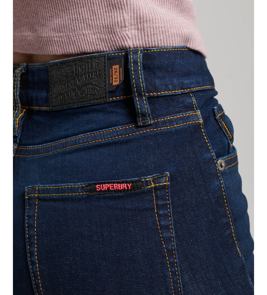 Calça jeans skinny de cintura alta Superdry em algodão orgânico azul-marinho