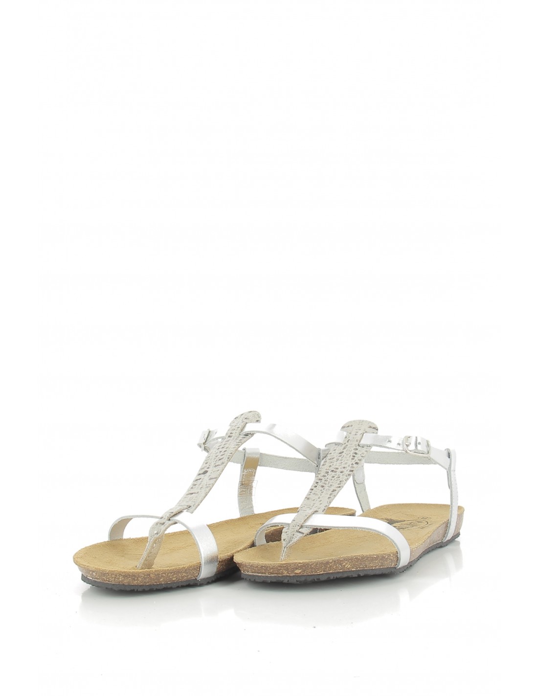 plakton Sandales femme mam zouk cuir argenté