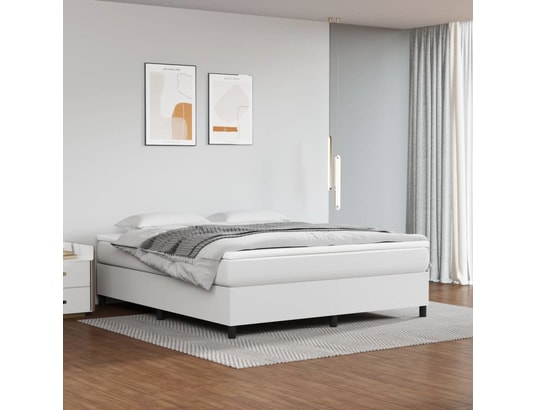 VIDAXL - Sommier 180 x 200 Sommier à ressorts de lit blanc 180x200 cm similicuir