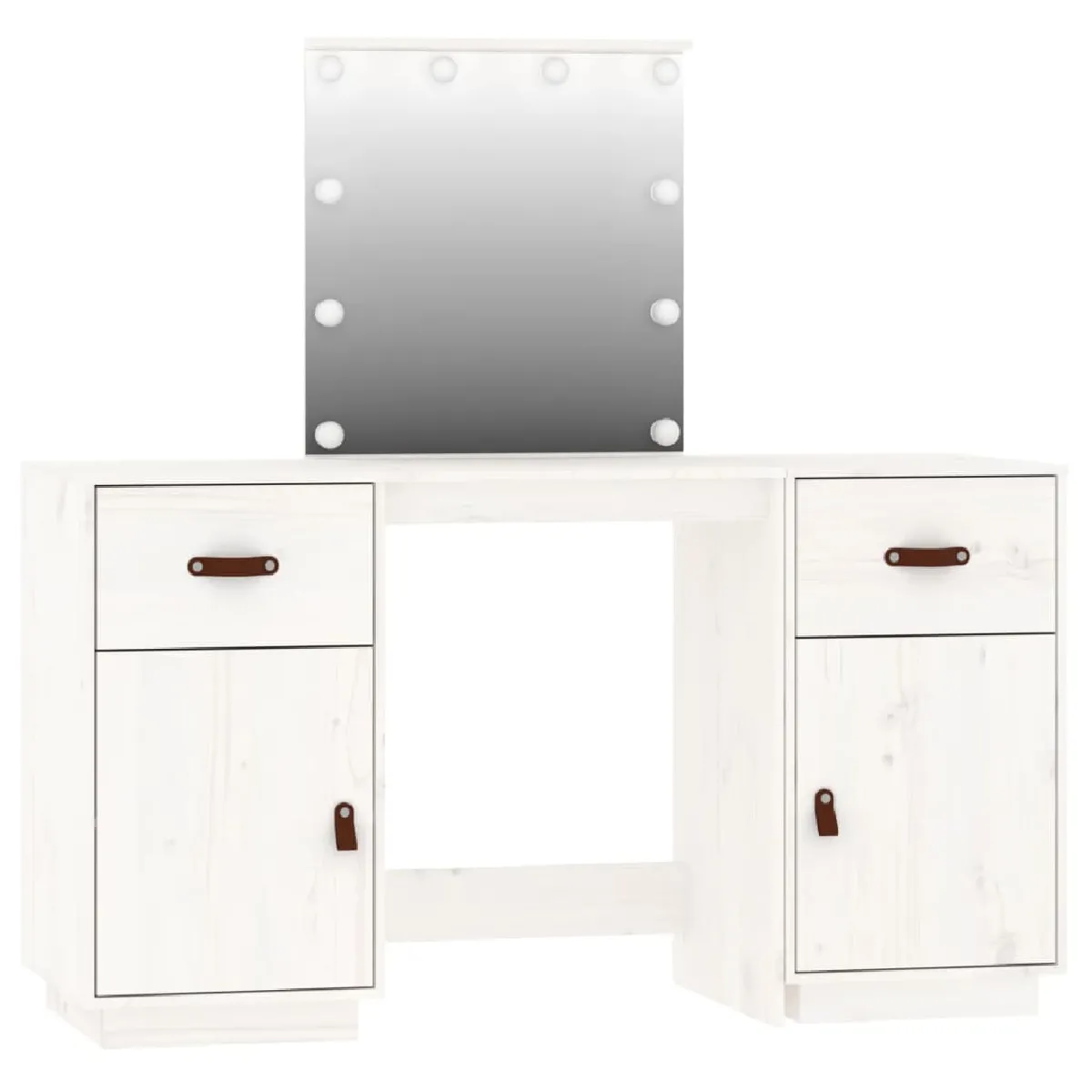 Ensemble de coiffeuse Helloshop26 avec LED - 135 x 50 x 135 cm - Blanc