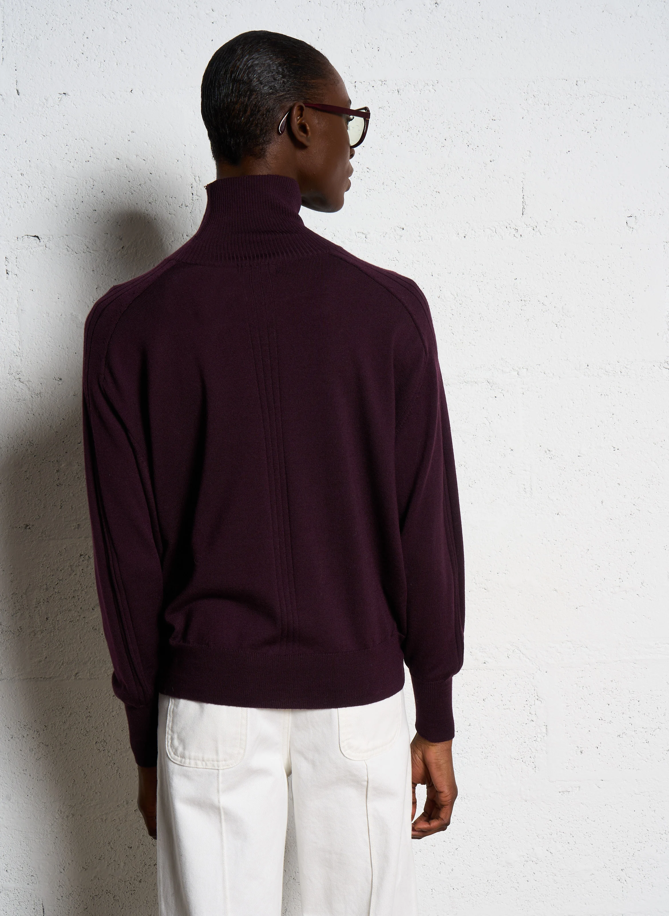 NORD - Pull ample à col montant en laine | Violet