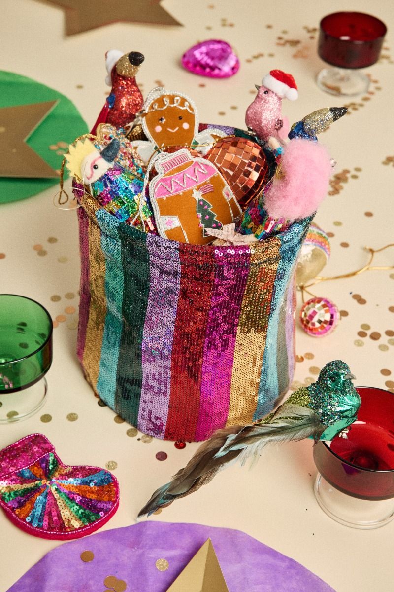 Panier rond à sequins multicolores Surprise Partie !
