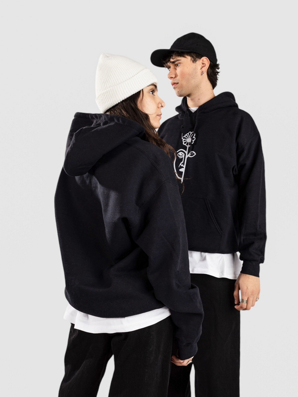 And Feelings Split Hoodie black