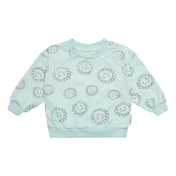 Weekend House Sweat Baby Fleurs Coton Bio | Vert d'eau