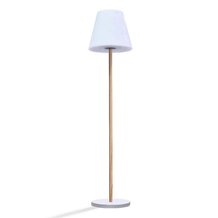 Lampadaire solaire rechargeable dimmable Standy Wood Solar Lumisky 100lm IP44 blanc froid bois claire l.34 x H.&50 cm