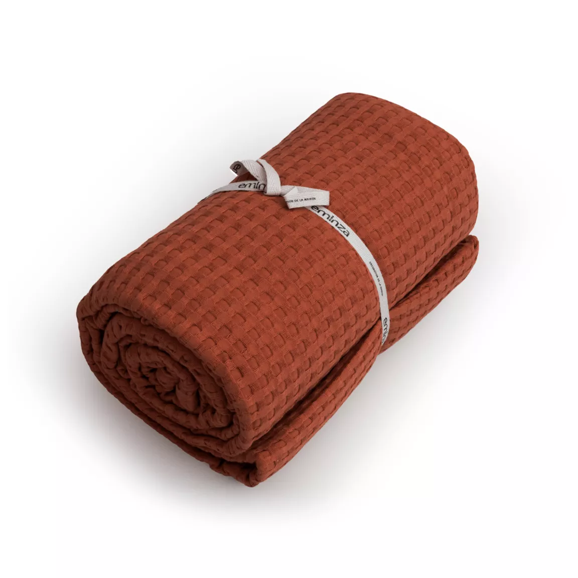 Couvre-lit coton nid d'abeille (220 x 250 cm) Maya Terracotta