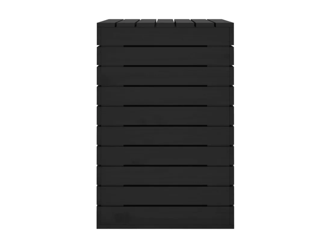 Panier à linge noir 88,5x44x66 bois massif de pin