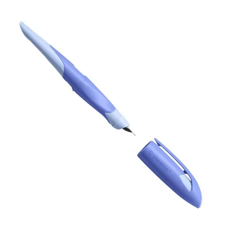 Ergonomischer Schulfüller für Linkshänder mit Standard-Feder M - STABILO EASYbirdy Pastel Edition in blau/hellblau - Einzelstift - inklusive Patrone und Einstellwerkzeug - Schreibfarbe blau (löschbar)