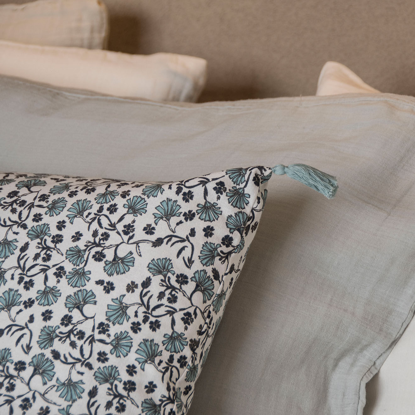 Febronie Housse de coussin Delhi bleue - 50x50 cm