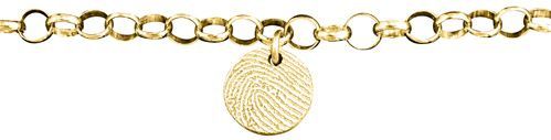 Gouden armband met vingerafdruk op rond bedeltje