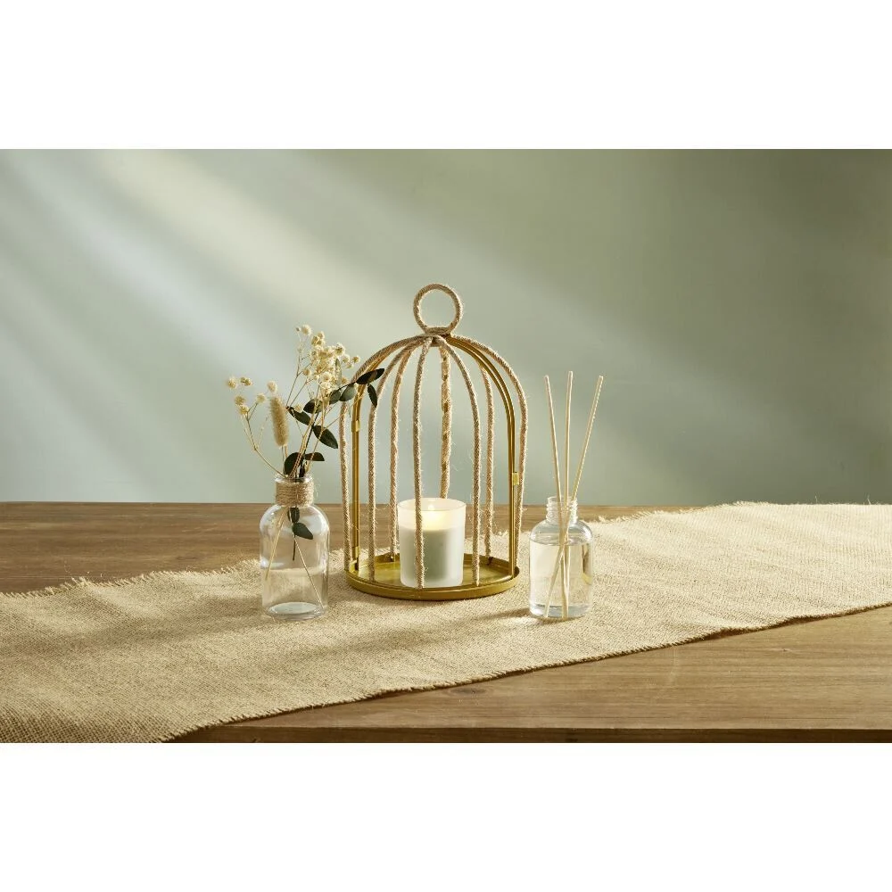 Coffret senteur cage corde fleur séchée eucalyptus Ø14xH24cm