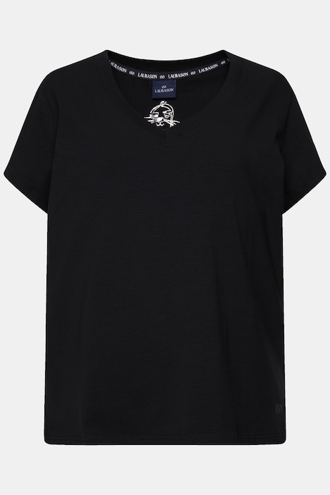 T-Shirt, kleiner Knoten Print, V-Ausschnitt, Halbarm, OEKO-TEX MIG