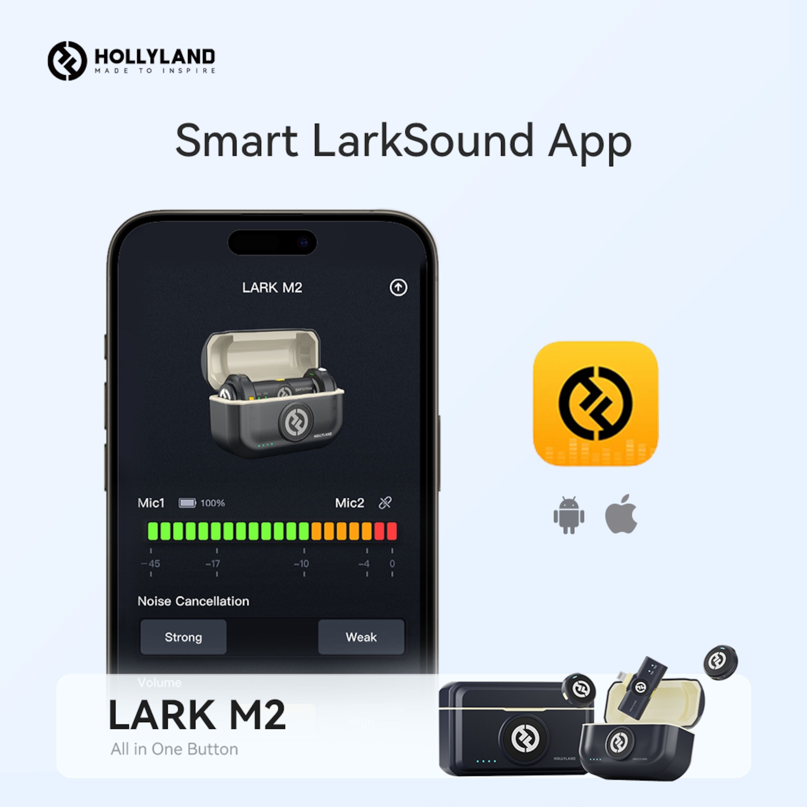Hollyland Lark M2 Combo Trådløst mikrofonsystem