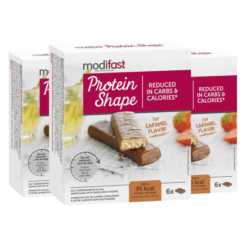 3x Modifast Protein Shape Reep Chocolade-Karamel6 x 27 gr
