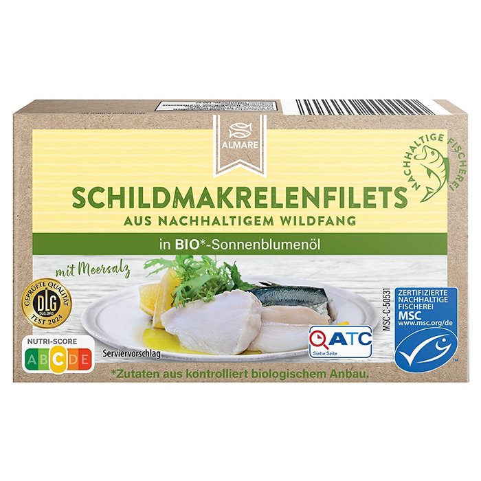 ALMARE SEAFOOD Makrelenfilets MSC ohne Haut 125 g, Bio-Sonnenblumenöl