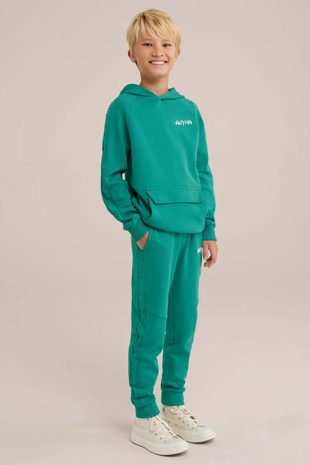 WE Fashion slim fit joggingbroek petrol groen