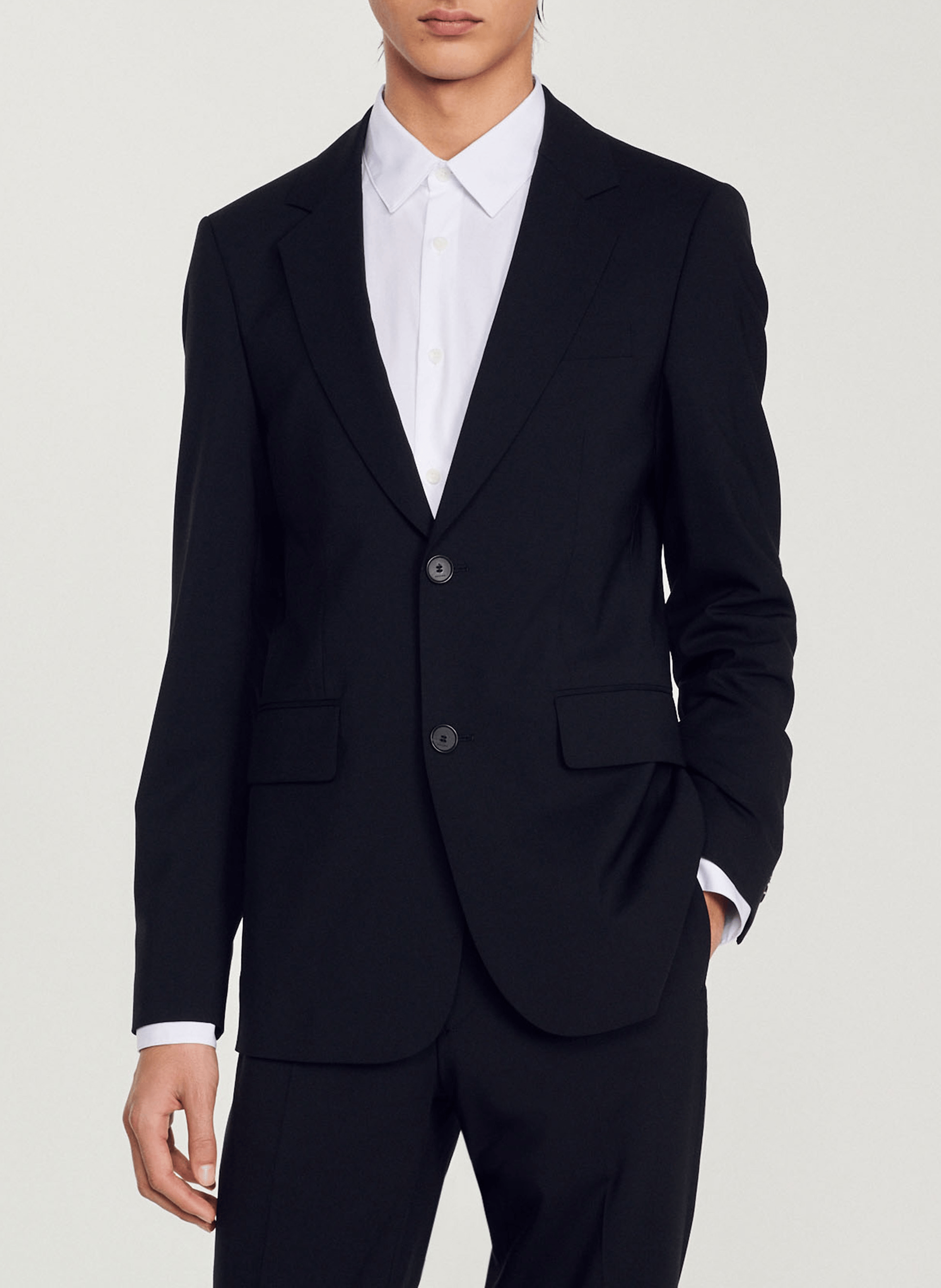 Veste de tailleur en laine mélangée| Noir