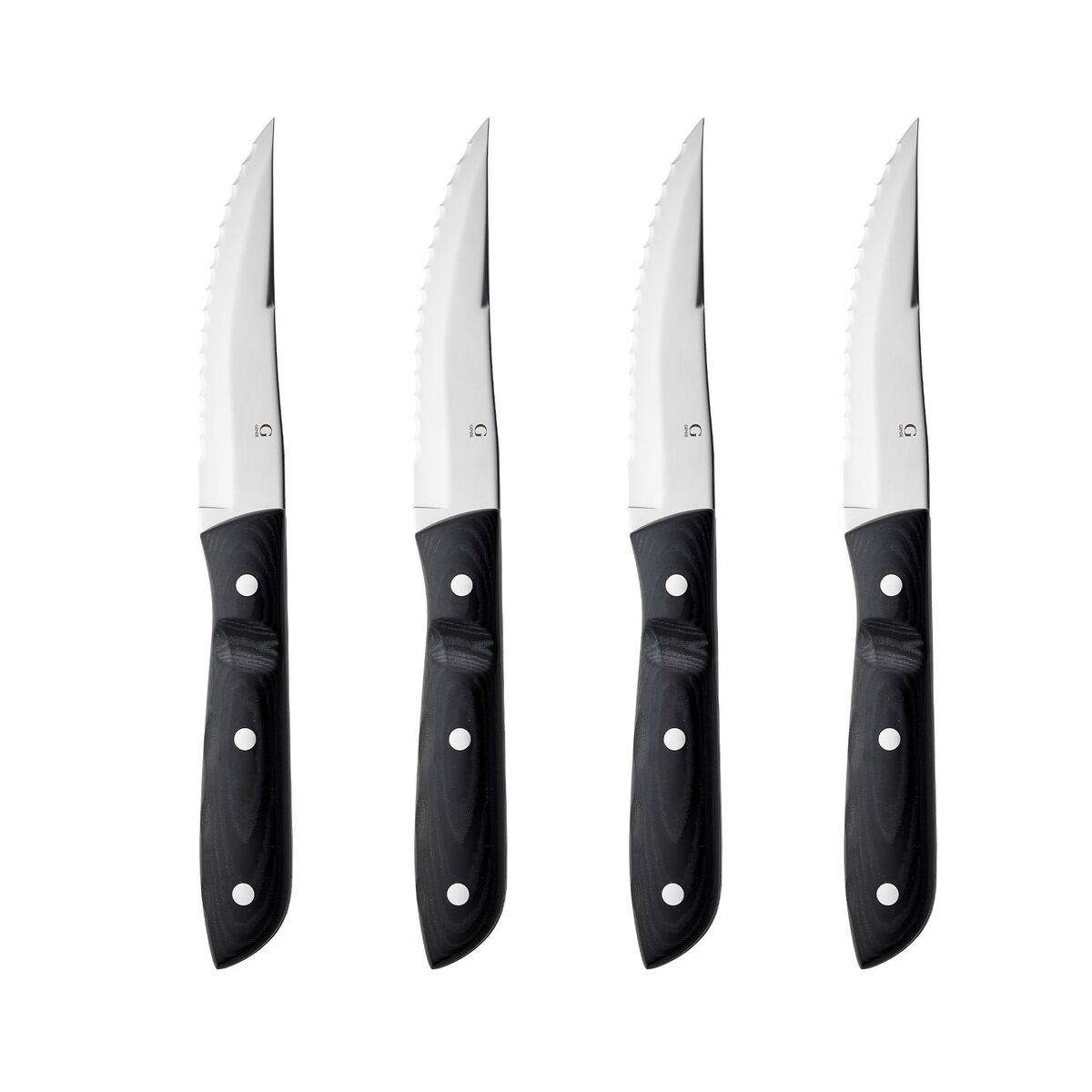 Old Farmer Micarta biffkniv XL 4 stk, svart/stål