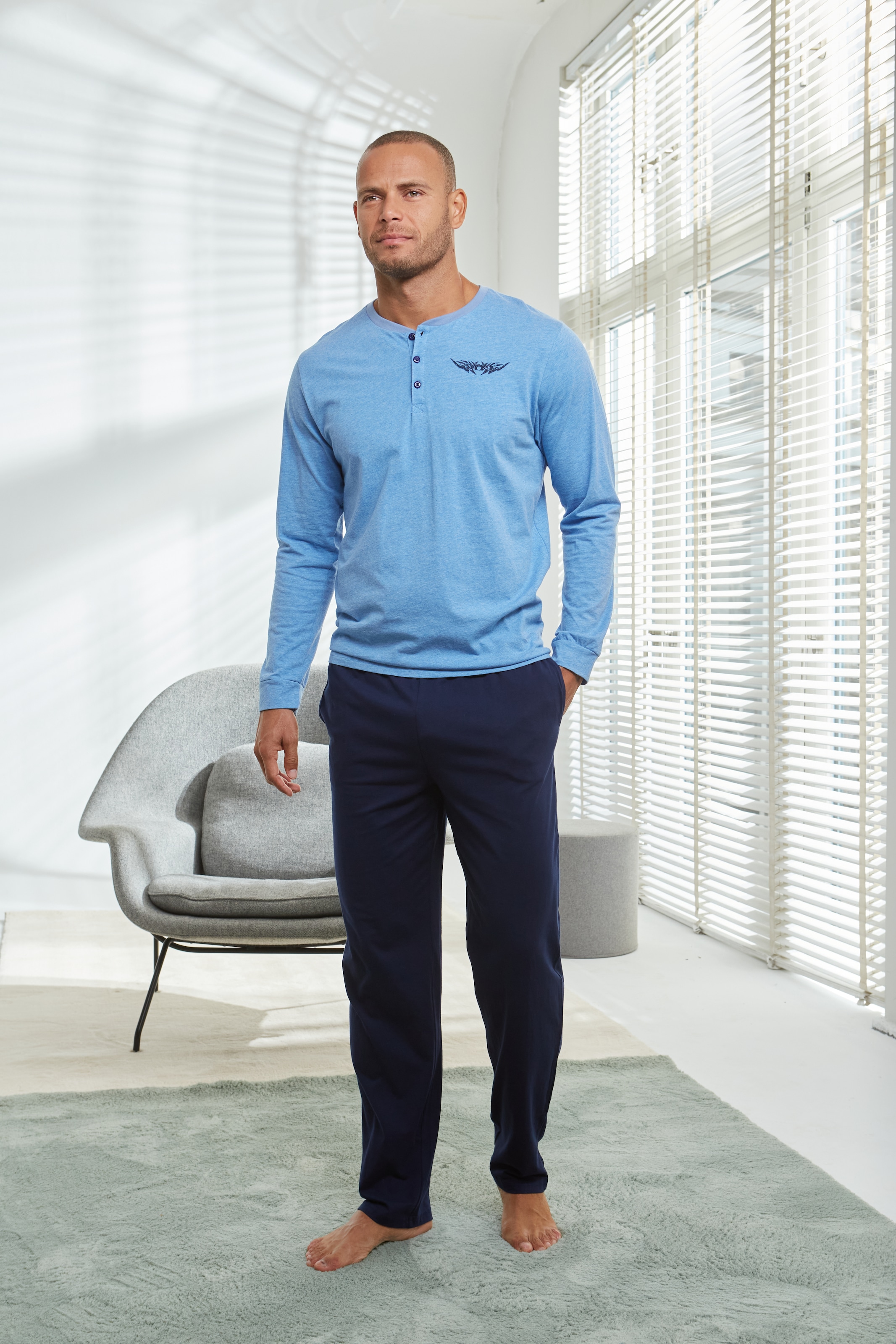 AUTHENTIC LE JOGGER Pyjama »Schlafanzug für Herren«, 2 Stk. mit Knopfleiste