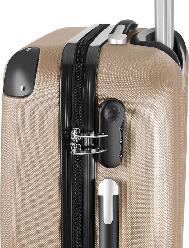 Tectake - Kofferset 3-delig champagne - hardshell - verrijdbaar