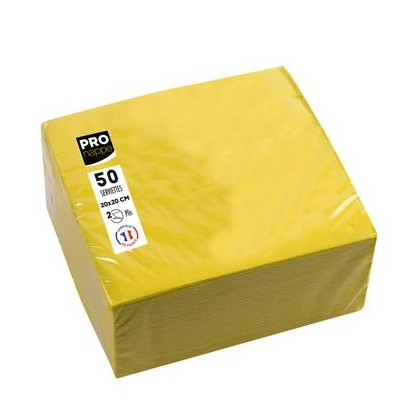 (50er Set) 20x20cm Papier Cocktail Servietten Einwegservietten Party Tisch Deko (SV622024I) - Gelb