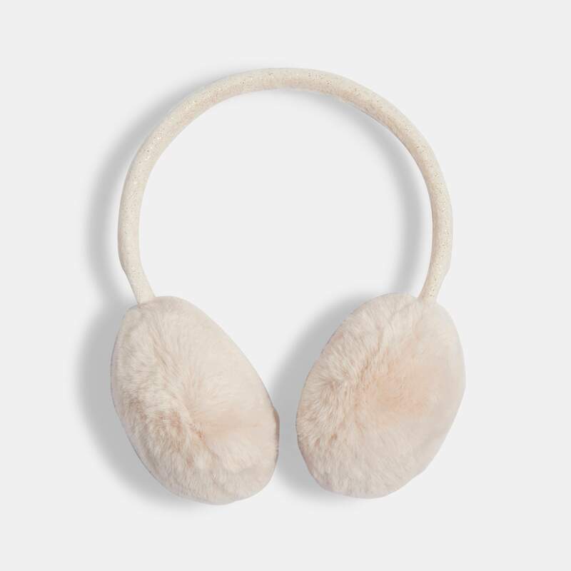 Cache-oreilles rétractable en fausse fourrure beige fille