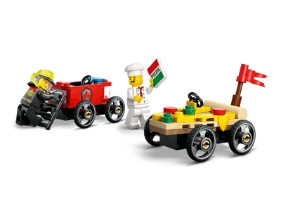 LEGO Raceautopakket: pizzabestelwagen vs. brandweerauto (60458)