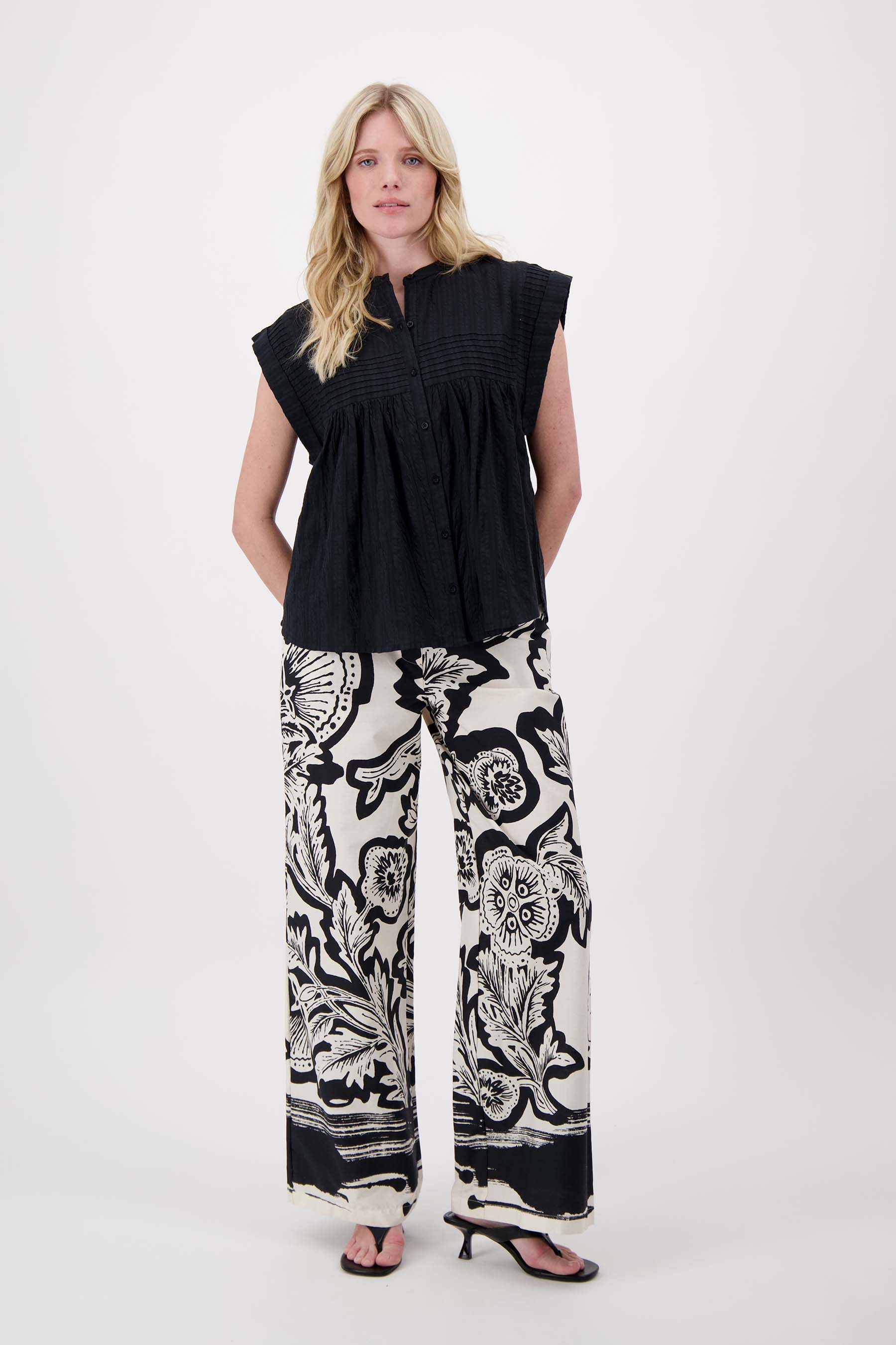 voile blouse met structuur streep