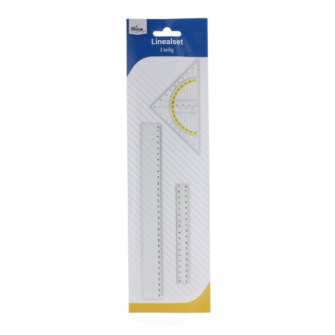 Linealset 3-teilig - Lineal 30cm + 16cm + Geodreieck