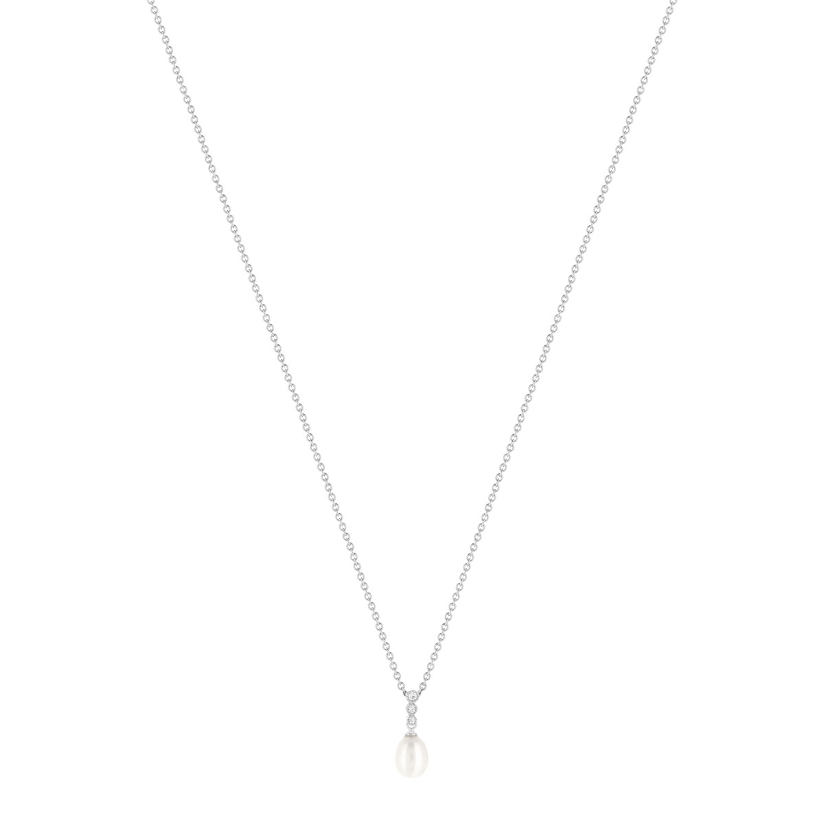 Collier argent 925 zirconias perles de culture de Chine 45 cm