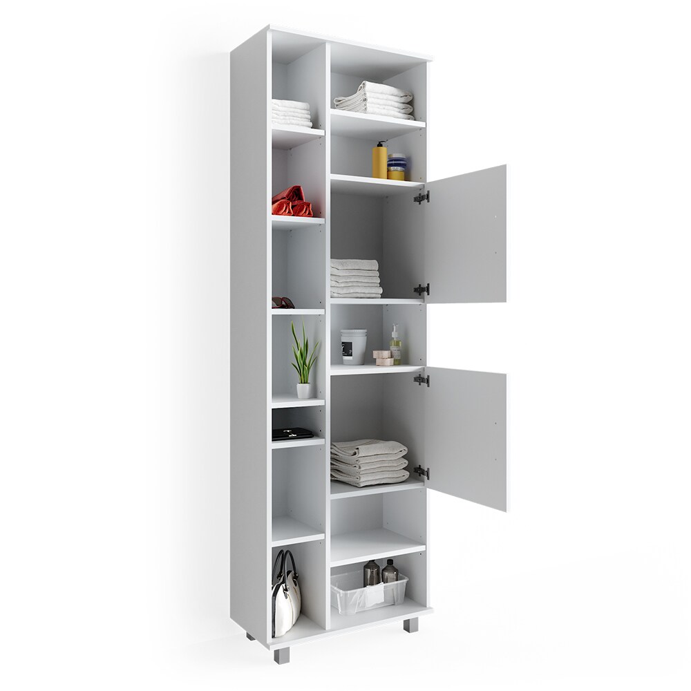VICCO Badschrank ILIAS 190 x 60 cm Weiß - Hochschrank Regal Badregal