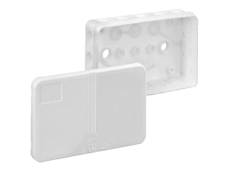 Forgreningsdåse 2,5 mm², 2K-16-L/W 130x85x37 mm med 19 membrander IP55halogenfri thermoplast, farve hvid