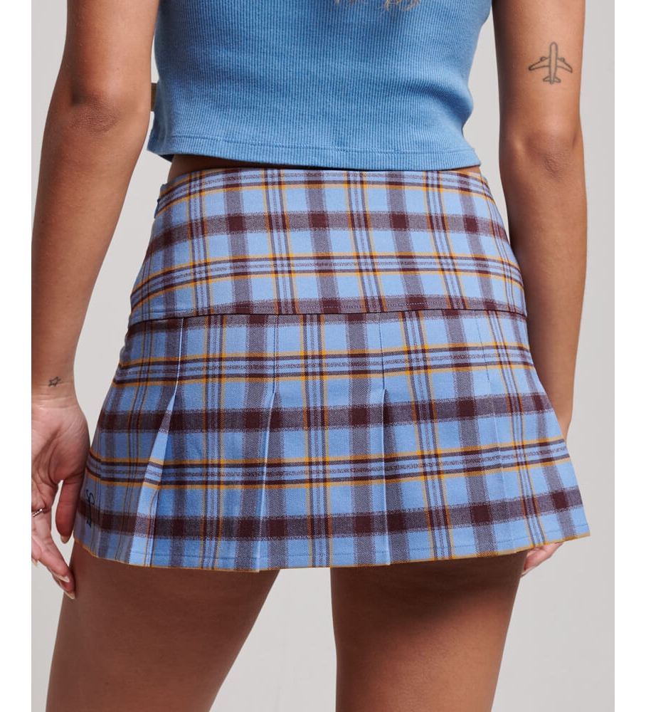 Saia midi plissada xadrez azul da Superdry