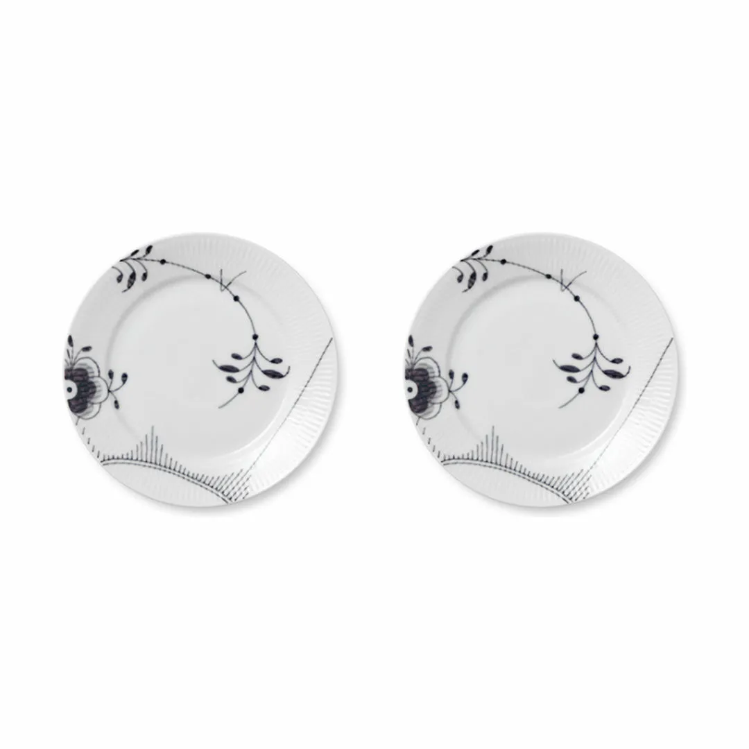 Royal Copenhagen Sort Mega Riflet Frokosttallerken #2 - 2 stk.