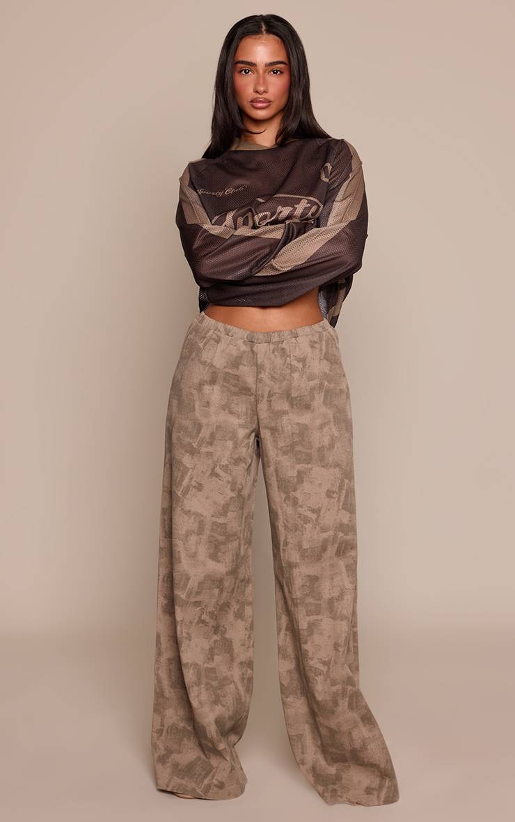 Kaki Pantalon Petite Taille Élastiquée Imprimé Camouflage