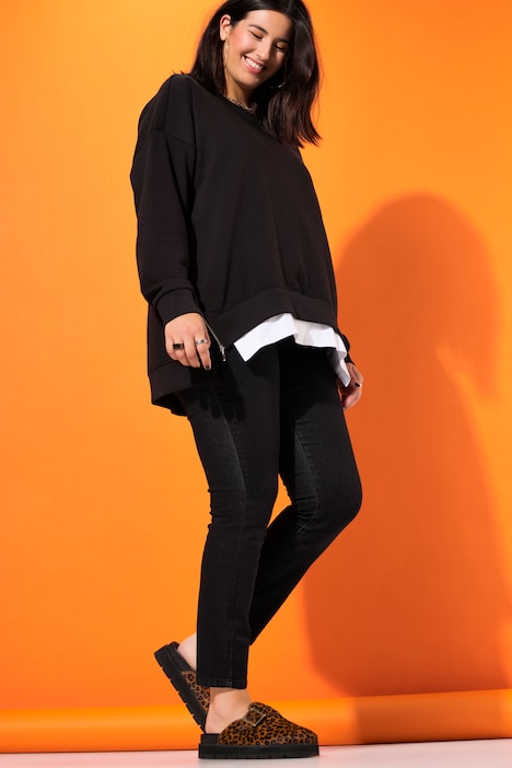 Leder Mules Leo-Felloptik, Weite H