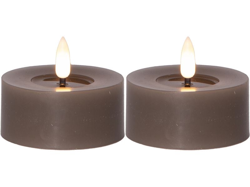 Star Trading LED Teelichter Set Flamme Flow 2 Pack, Braun Realistische Kerzenflamme für gemütliche Atmosphäre