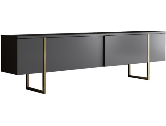 CONCEPT1 - Meuble TV Luxe - Anthracite, Or 180 x 30 x 50