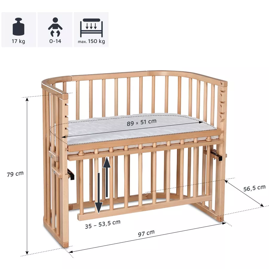 babybay Maxi Beistellbett Comfort Plus natur lackiert