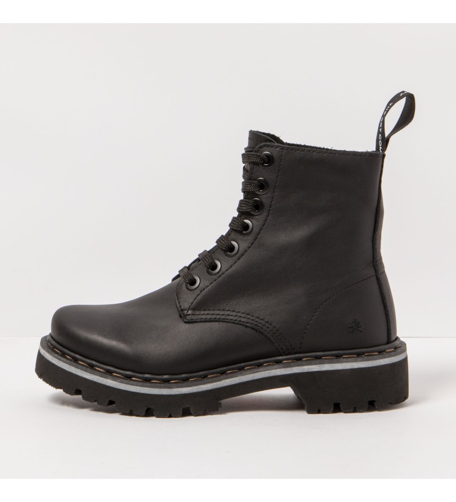 Botas de tornozelo Art em couro preto