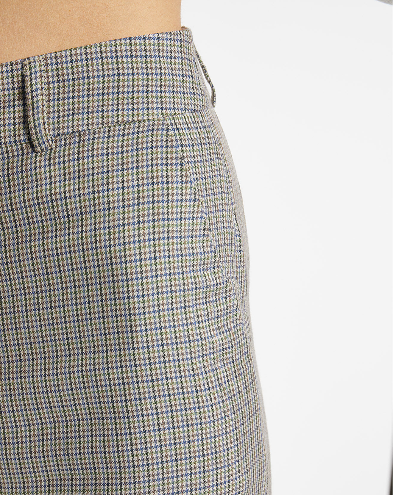 Galeries Lafayette Pantalon large et fluide imprimé pied-de-poule bleu