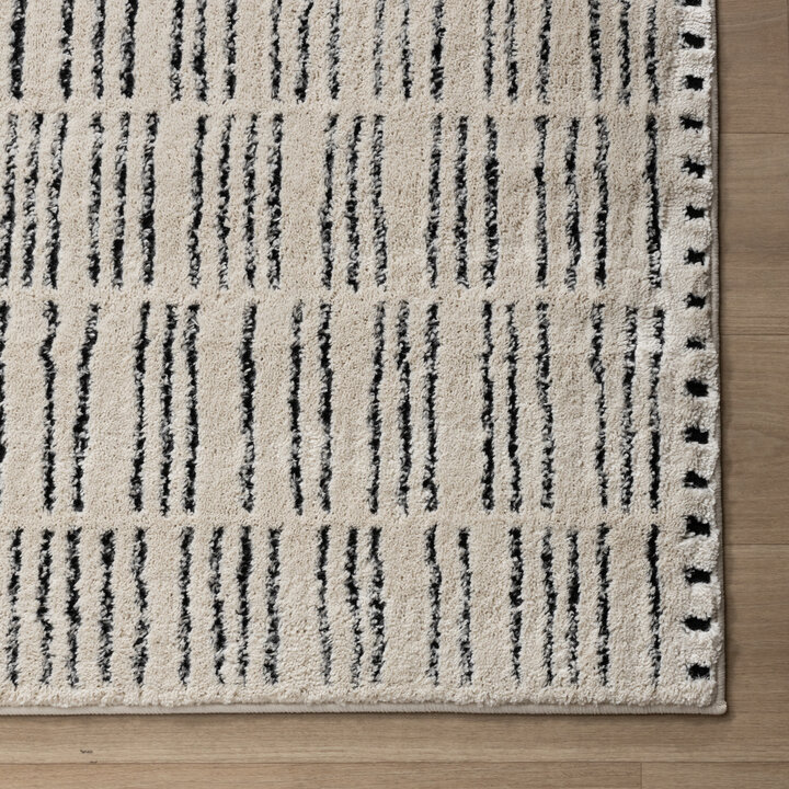 Scandinavisch vloerkleed - Yune Lines Creme/Zwart