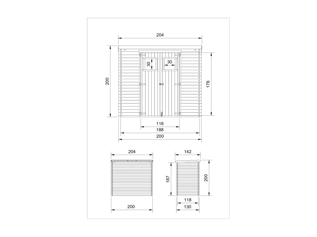 Abri de jardin en bois TIMBELA M311 - l204xL142xH200cm/2.22m2