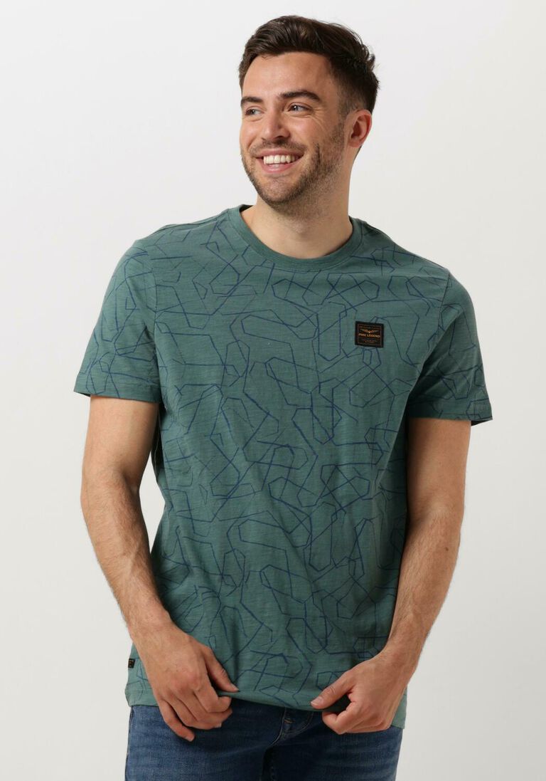 PME LEGEND groene pme legend t-shirt short sleeve r-neck slub jersey aop