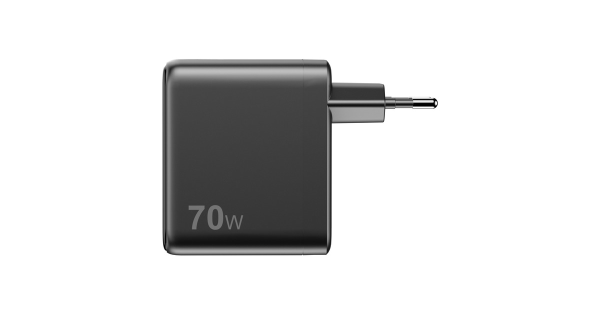 Sitecom70W GaN Power Delivery Wall Charger with full color LED display oplader  (Zwart)