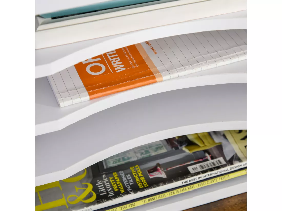 Organiseur bureau bois blanc avec 4 couches fournitures support d'imprimante dim. 35,5L x 25l x 28,6H cm
